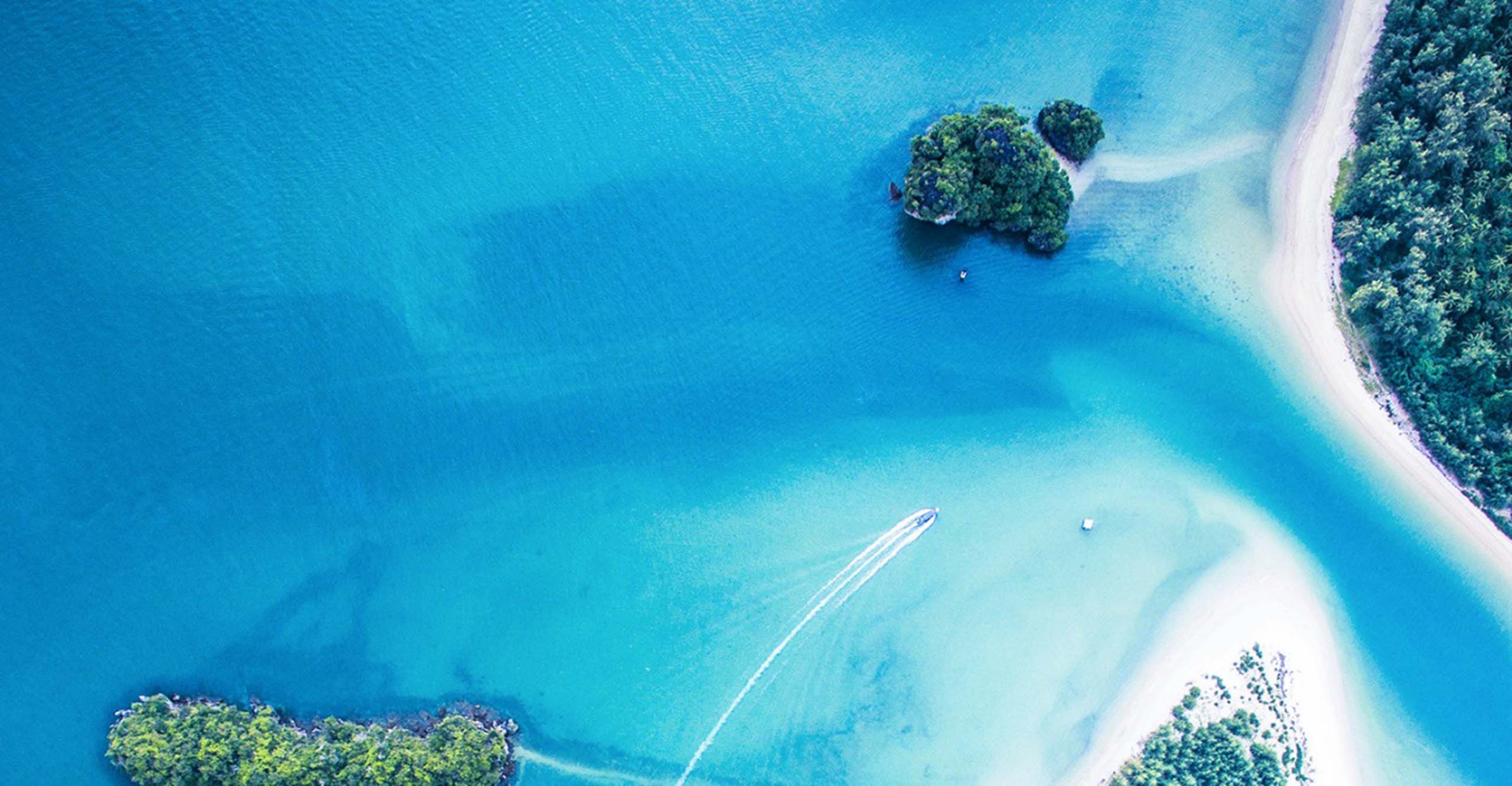 Tropical beach with islands